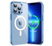 JETech Coque Magnétique pour iPhone 13 Pro 6,1 Pouces Compatible avec MagSafe Recharge sans Fil, Étui Housse de Téléphone Antichoc, Dos Transparente Anti-Rayures (Bleu Alpin)