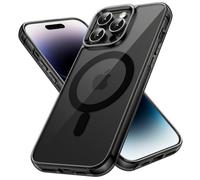 JETech Coque Magnétique pour iPhone 14 Pro 6,1 Pouces Compatible avec MagSafe Recharge sans Fil, Étui Housse de Téléphone Antichoc, Dos Transparente Anti-Rayures (Noir)