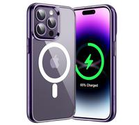 JETech Coque Magnétique pour iPhone 14 Pro 6,1 Pouces Compatible avec MagSafe Recharge sans Fil, Étui Housse de Téléphone Antichoc, Dos Transparente Anti-Rayures (Violet Intense)