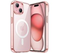 JETech Coque Magnétique pour iPhone 15 6,1 Pouces Compatible avec MagSafe Recharge sans Fil, Étui Housse de Téléphone Antichoc, Dos Transparente Anti-Rayures (Rose)