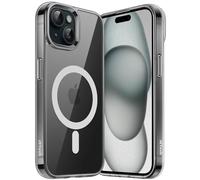 JETech Coque Magnétique pour iPhone 15 6,1 Pouces Compatible avec MagSafe Recharge sans Fil, Étui Housse de Téléphone Antichoc, Dos Transparente Anti-Rayures (Noir/Bianco)