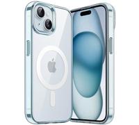 JETech Coque Magnétique pour iPhone 15 6,1 Pouces Compatible avec MagSafe Recharge sans Fil, Étui Housse de Téléphone Antichoc, Dos Transparente Anti-Rayures (Bleu)