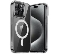 JETech Coque Magnétique pour iPhone 15 Pro 6,1 Pouces Compatible avec MagSafe Recharge sans Fil, Étui Housse de Téléphone Antichoc, Dos Transparente Anti-Rayures (Noir/Bianco)