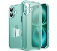JETech Coque Mat pour iPhone 16 6,1 Pouces avec Bouton de Contrôle de Caméra, Protection Antichoc de Qualité Militaire Contre Les Chutes, Étui Housse de Dos Translucide Givrée (Bleu Vert)