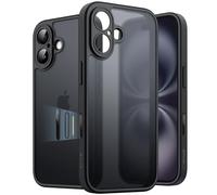 JETech Coque Mat pour iPhone 16 6,1 Pouces avec Bouton de Contrôle de Caméra, Protection Antichoc de Qualité Militaire Contre Les Chutes, Étui Housse de Dos Translucide Givrée (Noir)