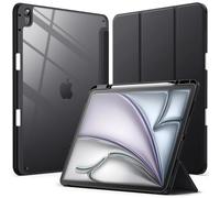 JETech Coque pour iPad Air 13 Pouces M4/M3/M2 (2026/2025/2024) avec Porte-Pencil, Étui Housse Arrière Clair Transparente Support Fine Antichoc, Veille/Réveil Automatique (Noir)