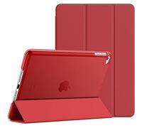 JETech Coque pour iPad Mini 4e Gén 7,9" (2015), Rouge | Étui Housse Dos Translucide Fin, Support 3 Volets, Veille/Réveil Auto, Protection Légère Antichoc