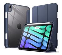 JETech Coque pour iPad Mini (A17 Pro, Modèle 2024, 7ème Génération) / Mini 6 (Modèle 2021, 6ème Génération) avec Porte-Stylet, Étui Housse Arrière Fin Support Antichoc Tablette (Marine)