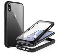 JETech Coque pour iPhone XR 6,1 Pouces avec Protection d'écran Intégrée, Anti-Rayures, étui Housse Robuste Complète du Corps à 360 Degrés Dos Transparent, Antichoc (Noir)