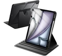 JETech Coque Rotatif pour iPad Air 13 Pouces M4/M3/M2 (2026/2025/2024) avec Porte-Pencil, Étui Housse de Support de Protection Rotatif à 360 Degrés Dos Transparent (Noir)
