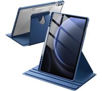 JETech Coque Rotatif pour Samsung Galaxy Tab S10+/S9 FE+/S9+ 12,4", Marine | Pour 2024/2023 Modèle, Support Rotatif à 360°, Veille/Réveil Automatique, S Pen Porte-Stylet, Protection Complète