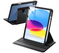 JETech Coque Rotative pour iPad (A16) 11ème/10ème Génération (2025/2022) avec Porte Pencil, Étui Housse de Protection Rotation à 360 Degrés Support, Dos Transparent (Noir)