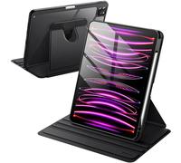 JETech Coque Rotative pour iPad Pro 11 Pouces 2022/2021 (4ème/3ème Génération) avec Porte Pencil, Étui Housse de Protection Rotation à 360 Degrés Support, Dos Transparent (Noir)