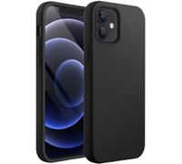 JETech Coque Silicone pour iPhone 12/12 Pro 6,1 Pouces, Protection Complète du Corps au Toucher Soyeux, Étui Housse Anti-Chocs Doublure Douce en Tissu Microfibre (Noir)