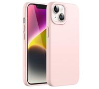 JETech Coque Silicone pour iPhone 14 6,1 Pouces, Protection Complète du Corps au Toucher Soyeux, Étui Housse Anti-Chocs Doublure Douce en Tissu Microfibre (Rose)