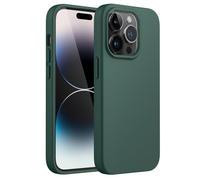 JETech Coque Silicone pour iPhone 14 Pro 6,1 Pouces, Protection Complète du Corps au Toucher Soyeux, Étui Housse Anti-Chocs Doublure Douce en Tissu Microfibre (Vert Nuit)