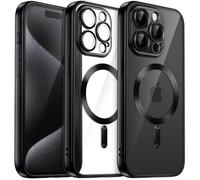 JETech Coque Souple Clair pour iPhone 15 Pro Max 6,7 Pouces, Protection Complète d'Objectif de Caméra, Compatible avec MagSafe Recharge sans Fil, Étui Housse en TPU Galvanisé Antichoc (Noir Mat)