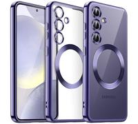 JETech Coque Souple Clair pour Samsung Galaxy S24 6,2 Pouces, Protection Complète d'Objectif de Caméra, Compatible avec MagSafe Recharge sans Fil, Étui Housse en TPU Galvanisé Antichoc (Indigo)