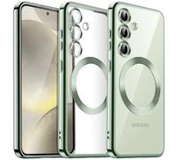 JETech Coque Souple Clair pour Samsung Galaxy S24 6,2 Pouces, Protection Complète d'Objectif de Caméra, Compatible avec MagSafe Recharge sans Fil, Étui Housse en TPU Galvanisé Antichoc (Vert)