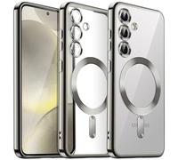 JETech Coque Souple Clair pour Samsung Galaxy S24 Plus 6,7 Pouces, Protection Complète d'Objectif de Caméra, Compatible avec MagSafe Recharge sans Fil, Étui Housse en TPU Galvanisé (Argent)