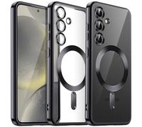 JETech Coque Souple Clair pour Samsung Galaxy S24 Plus 6,7 Pouces, Protection Complète d'Objectif de Caméra, Compatible avec MagSafe Recharge sans Fil, Étui Housse en TPU Galvanisé (Noir)