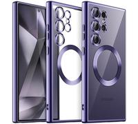 JETech Coque Souple Clair pour Samsung Galaxy S24 Ultra 6,8 Pouces, Protection d'Objectif de Caméra, Compatible avec MagSafe Recharge sans Fil, Étui Housse en TPU Galvanisé (Violet Titane)