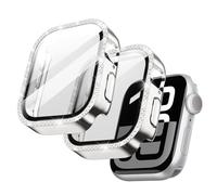 JETech Coque Strass pour Apple Watch Series 11/10 42mm, Argent | Étui Avec Protection D'écran, Design Scintillant, Verre Trempé Intégré, Haute Sensibilité Tactile, Protection Complète