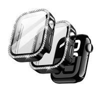 JETech Coque Strass pour Apple Watch Series 11/10 42mm, Noir | Étui Avec Protection D'écran, Design Scintillant, Verre Trempé Intégré, Haute Sensibilité Tactile, Protection Complète