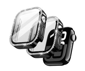 JETech Coque Strass pour Apple Watch Series 11/10 42mm, Noir | Étui Avec Protection D'écran, Design Scintillant, Verre Trempé Intégré, Haute Sensibilité Tactile, Protection Complète