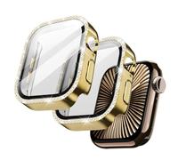 JETech Coque Strass pour Apple Watch Series 11/10 42mm, Or | Étui Avec Protection D'écran, Design Scintillant, Verre Trempé Intégré, Haute Sensibilité Tactile, Protection Complète