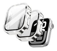 JETech Coque Strass pour Apple Watch Series 11/10 46mm, Argent | Étui Avec Protection D'écran, Design Scintillant, Verre Trempé Intégré, Haute Sensibilité Tactile, Protection Complète
