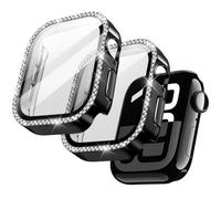 JETech Coque Strass pour Apple Watch Series 11/10 46mm, Noir | Étui Avec Protection D'écran, Design Scintillant, Verre Trempé Intégré, Haute Sensibilité Tactile, Protection Complète