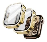 JETech Coque Strass pour Apple Watch Series 11/10 46mm, Or | Étui Avec Protection D'écran, Design Scintillant, Verre Trempé Intégré, Haute Sensibilité Tactile, Protection Complète