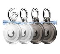 JETech Lot de 4 Coque Étanche pour AirTag 2ème/1ère Génération (2026/2021) avec Porte-Clés, Corps Complète Étui Housse de Air Tag pour Enfants, Collier pour Animal (Noir/Noir/Clair/Clair)