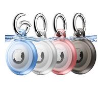 JETech Lot de 4 Coque Étanche pour AirTag 2ème/1ère Génération (2026/2021) avec Porte-Clés, Corps Complète Étui Housse de Air Tag pour Enfants, Collier pour Animal (Noir/Clair/Rose/Bleu)