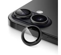 JETech Protecteur d'Objectif de Caméra pour iPhone 16 6,1 Pouces et iPhone 16 Plus 6,7 Pouces, 1:1 Ajustement Invisible, Verre Trempé 9H Anneau Individuel Métal Housse, 1 Série (Noir)