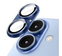 JETech Protecteur d'Objectif de Caméra pour iPhone 17 6,3 Pouces, Couverture Complète en Verre Trempé 9H Anneau, Plaque Métallique Mat, Compatible avec la Coque, Lot de 1 (Bleu)
