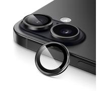 JETech Protecteur d'Objectif de Caméra pour iPhone 17 6,3 Pouces, Verre Trempé 9H Anneau Individuel en Métal, Plateau d'Installation Facile, HD Transparent, 1 Série (Noir)