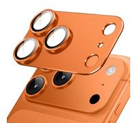 JETech Protecteur d'Objectif de Caméra pour iPhone 17 Pro 6,3 Pouces, Couverture Complète en Verre Trempé 9H Anneau, Plaque Métallique Mat, Compatible avec la Coque, Lot de 1 (Orange)