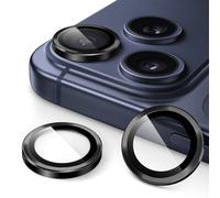 JETech Protecteur d'Objectif de Caméra pour iPhone 17 Pro 6,3 Pouces et iPhone 17 Pro Max 6,9 Pouces, Verre Trempé 9H Anneau Individuel en Métal, HD Transparent, 1 Série (Noir)