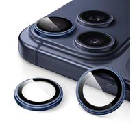 JETech Protecteur d'Objectif de Caméra pour iPhone 17 Pro 6,3 Pouces et iPhone 17 Pro Max 6,9 Pouces, Étui Housse Verre Trempé 9H Anneau Individuel Métal, HD Transparent, 1 Série (Bleu intense)