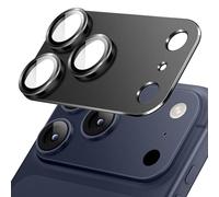 JETech Protecteur d'Objectif de Caméra pour iPhone 17 Pro Max 6,9 Pouces, Couverture Complète en Verre Trempé 9H Anneau, Plaque Métallique Mat, Compatible avec la Coque, Lot de 1 (Noir)
