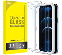 JETech Protection d'Écran à Couverture Complète pour iPhone 12 Pro Max 6,7 Pouces, Integrale Film en Verre Trempé avec Outil d'Installation Facile, Compatible Coque, Transparent HD, Lot de 3