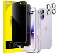 JETech Protection D'écran Anti-Espion pour iPhone 17 6,3 Pouces avec Protecteur d'objectif Caméra, Film en Verre Trempé, Outil d'Installation Facile, Lot de 2 Chacun
