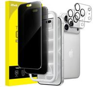JETech Protection D'écran Anti-Espion pour iPhone 18 Pro Max, Lot 2+2 | Avec Protecteur d'Objectif de Caméra, 9H+ Film en Verre Trempé, Résistant aux Rayures, Anti-Empreintes Digitales