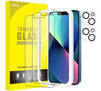 JETech Protection D'écran et Protection D'objectif de Caméra Compatible avec iPhone 13 6,1 Pouces (Pas pour iPhone 13 Pro), avec Kit Outil D'installation Facile, Film en Verre Trempé, 2 Pièces Chacun