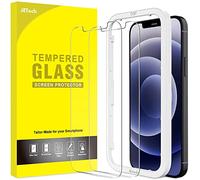 JETech Protection D'écran pour iPhone 12/12 Pro 6,1 Pouces, Film en Verre Trempé avec Outil d'Installation Facile, Compatible Coque, Transparent HD, Lot de 2