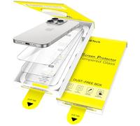 JETech Protection D'écran pour iPhone 15 Pro 6,1 Pouces, Installation Facile Une Seule Étape avec Boîte sans Bulles à Alignement Automatique, Film en Verre Trempé 9H, Transparent HD, Lot de 3