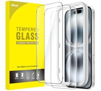 JETech Protection D'écran pour iPhone 16 6,1 Pouces, Film en Verre Trempé avec Outil d'Installation Facile, Compatible Coque, Transparent HD, Lot de 3