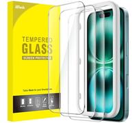 JETech Protection D'écran pour iPhone 16 Plus 6,7 Pouces, Film en Verre Trempé avec Outil d'Installation Facile, Compatible Coque, Transparent HD, Lot de 3
